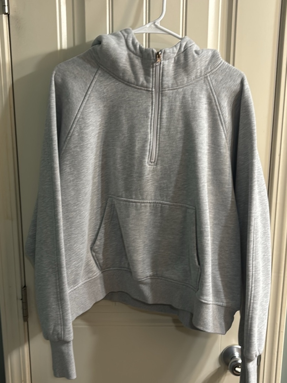 Light Gray Half-Zip Hooded Sweater